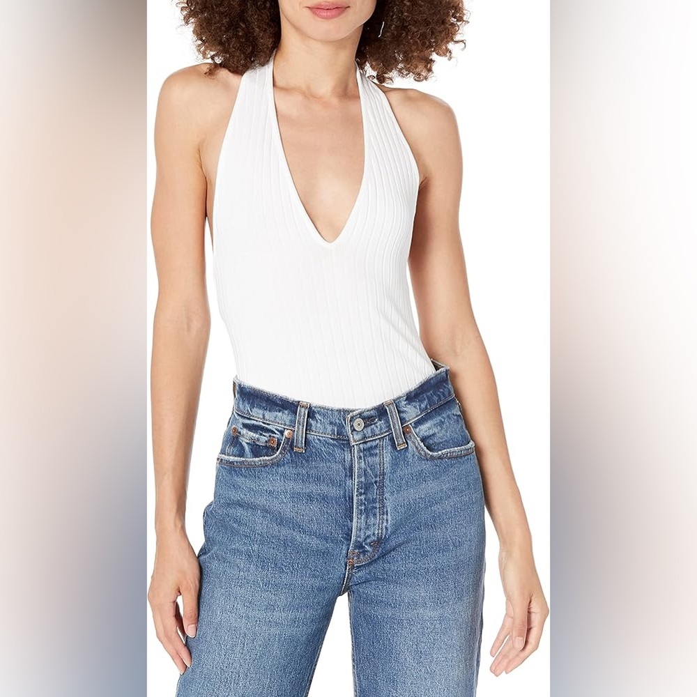 Like new Vince White Halter Neck Ribbed Tank in white size Large
